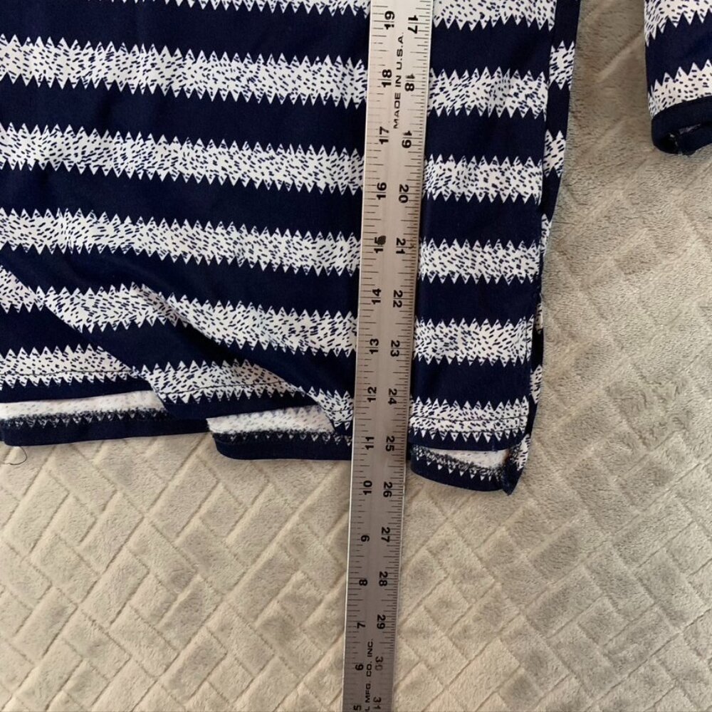 Uniti Shirt Womens Small Navy Blue Striped Zig Zag 3/4 Sleeve - Picture 8 of 14